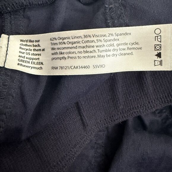 EILEEN FISHER Cargo Jogger Organic Linen Pants M Navy Blue Pull-On EUC B26 - Picture 5 of 5
